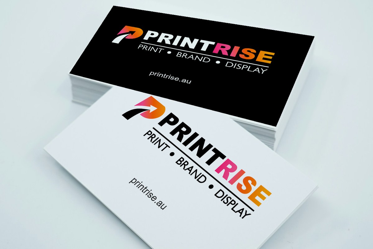 Print Rise business cards with light and dark logo versions