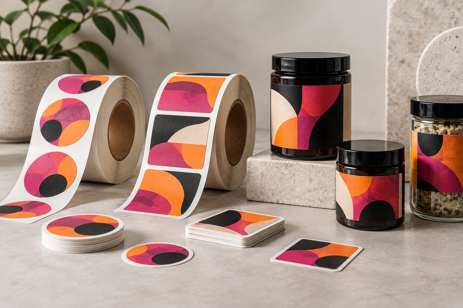 Printed label rolls and custom stickers