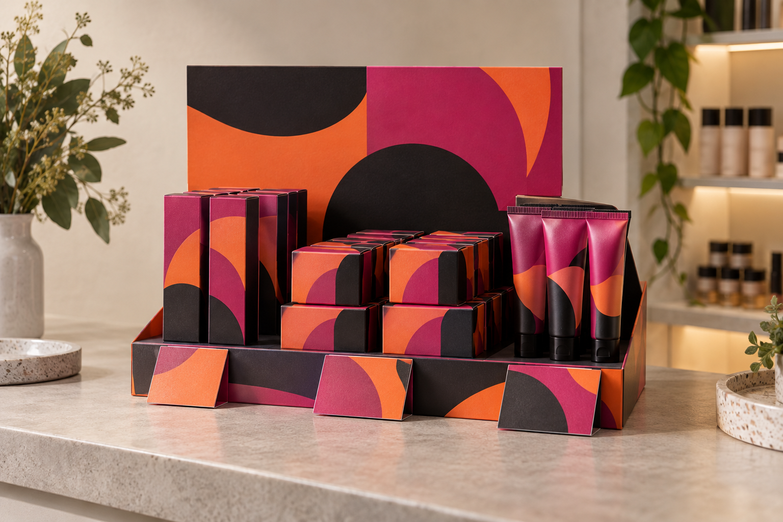 Retail countertop display and printed packaging