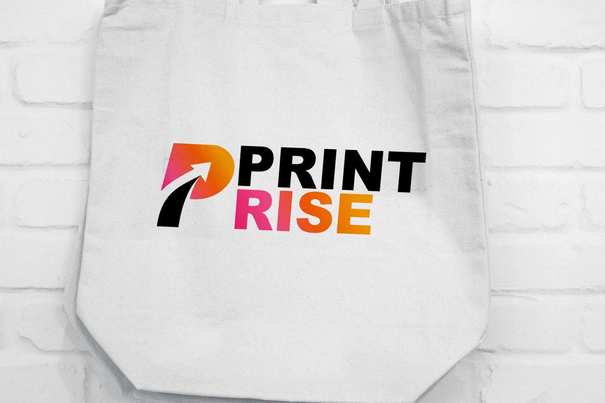 Print Rise logo printed on a cotton tote bag mockup