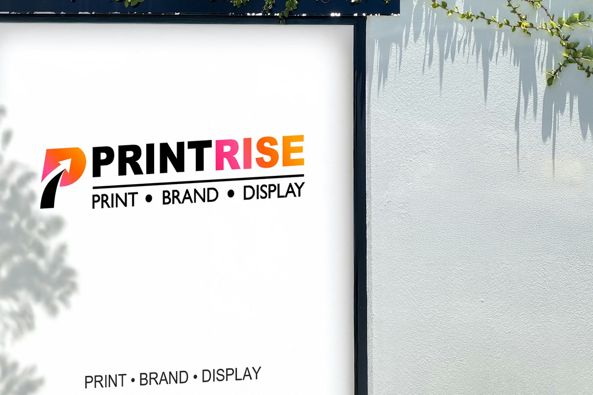 Print Rise branded wall sign mockup