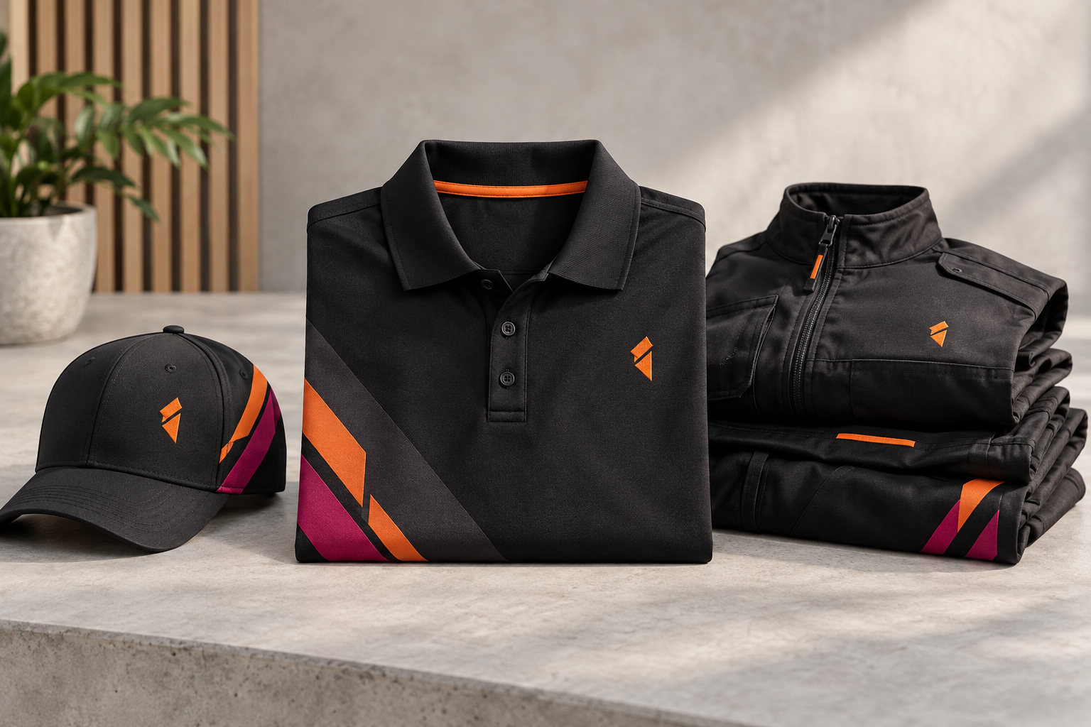 Polo shirt, cap and workwear